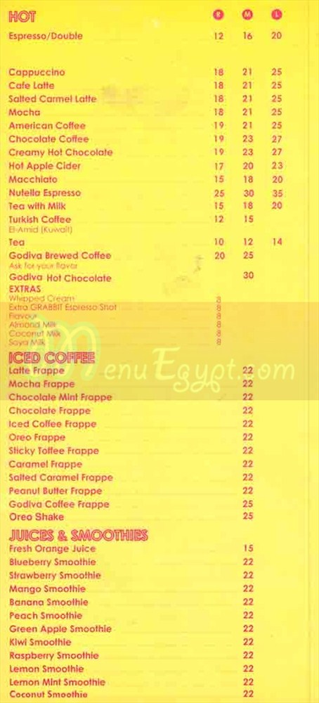 Grabbit menu Egypt